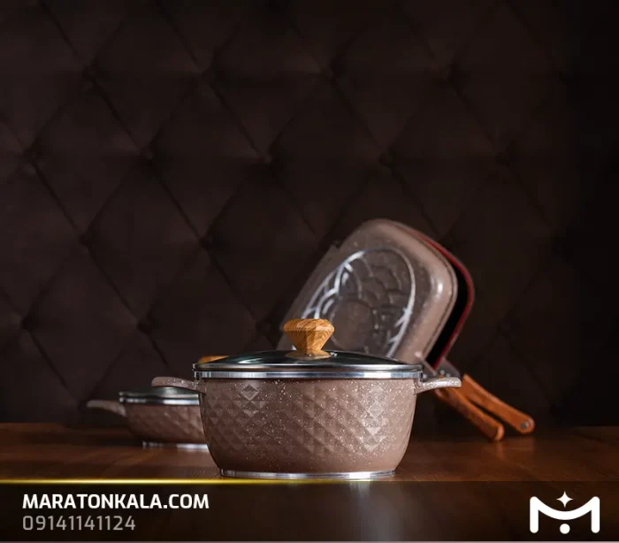 قابلمه سایز ۲۸ طرح الماس رنگ شکلاتی ماراتن