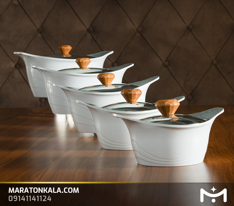maraton_kala_Set_of_cast_iron_pot_26_pieces_with_labkhandi_design_white_color3 سرویس قابلمه 26 پارچه چدن طرح لبخندی رنگ سفید